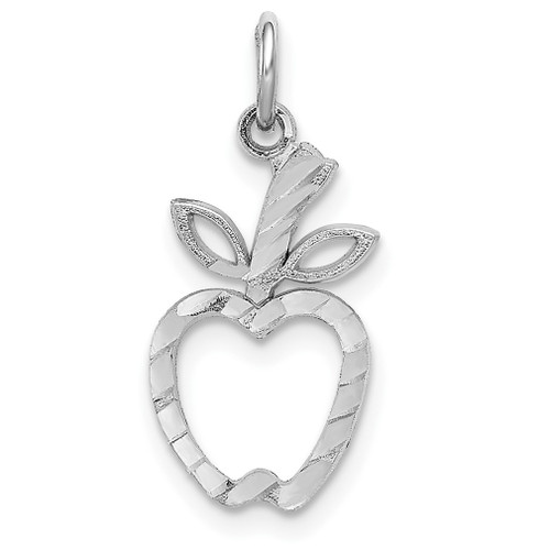 Lex & Lu 14k White Gold D/C Apple Charm - Lex & Lu