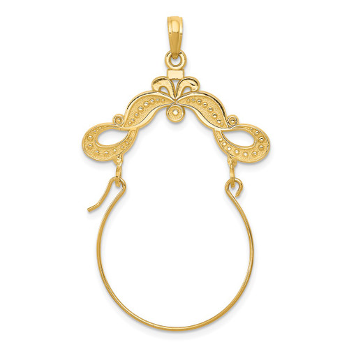 Lex & Lu 14k Yellow Gold Polished Ribbon Decorated Charm Holder - Lex & Lu