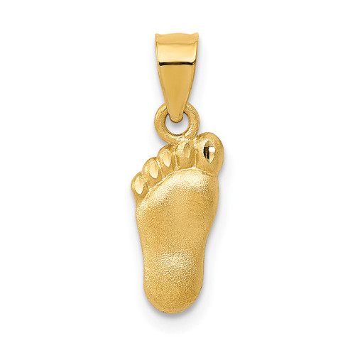 Lex & Lu 14k Yellow Gold D/C Foot Charm - Lex & Lu