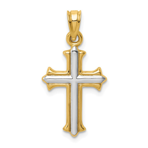 Lex & Lu 14k Two-tone Gold Hollow Cross Pendant LAL75232 - Lex & Lu