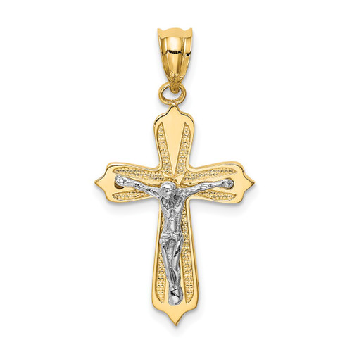 Lex & Lu 14k Yellow Gold & Rhodium Crucifix Pendant - Lex & Lu