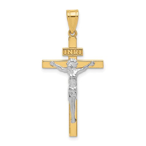 Lex & Lu 14k Two-tone Gold INRI Crucifix Pendant LAL75371 - Lex & Lu