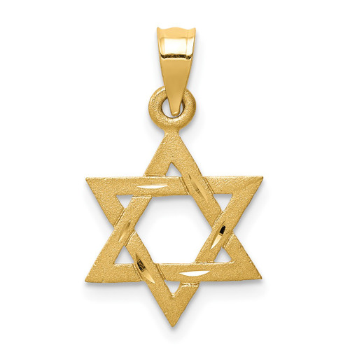 Lex & Lu 14k Yellow Gold Solid Satin Star of David Charm LAL75410 - Lex & Lu