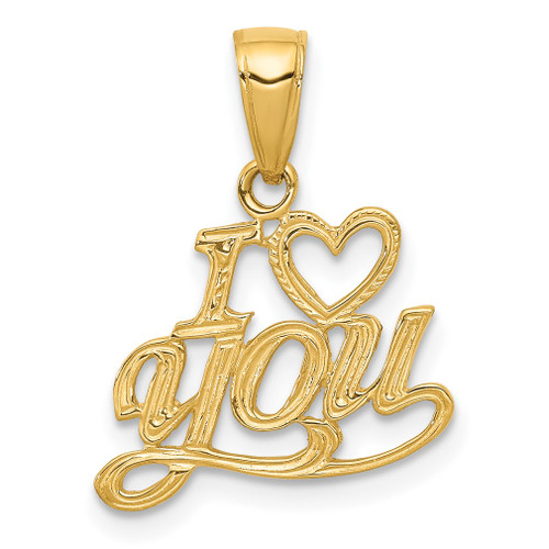 Lex & Lu 14k Yellow Gold Polished & Textured I Heart You Pendant - Lex & Lu