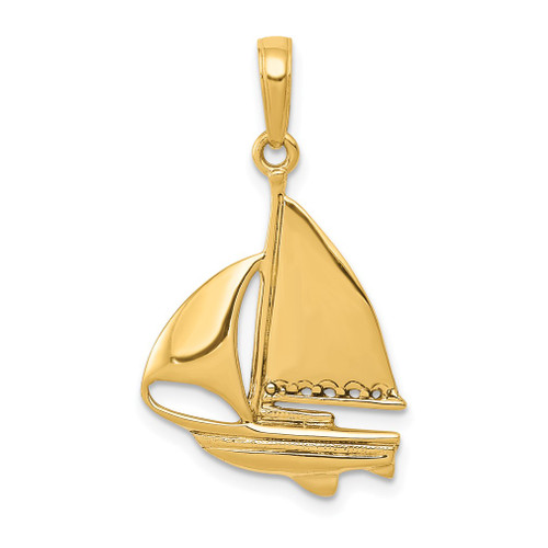 Lex & Lu 14k Yellow Gold Sailboat Pendant LAL75534 - Lex & Lu