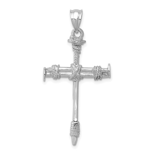 Lex & Lu 14k White Gold Nail Cross Pendant - Lex & Lu