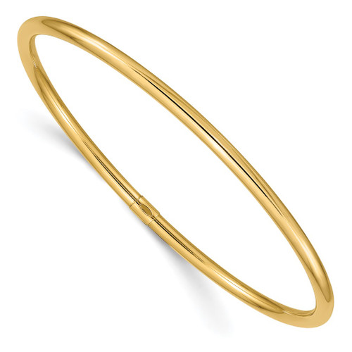 Lex & Lu 14k Yellow Gold 3mm Polished Round Tube Slip-on Bangle LAL75750 - Lex & Lu