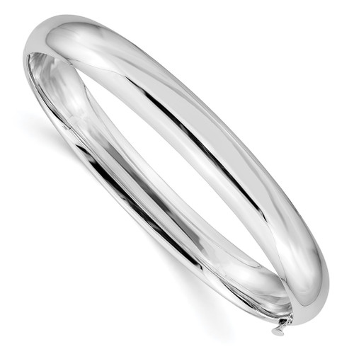 Lex & Lu 14k White Gold High Polished 8.00mm Hinged Bangle - Lex & Lu