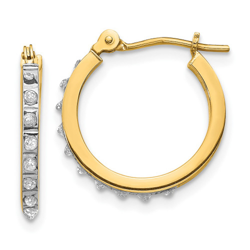 Lex & Lu 14k Yellow Gold Diamond Fascination Small Leverback Hoop Earrings - Lex & Lu
