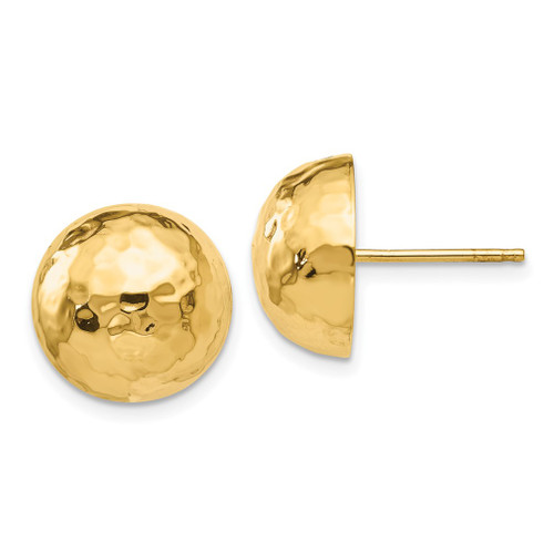 Lex & Lu 14k Yellow Gold Hammered Half Ball Post Earrings LAL76068 - Lex & Lu