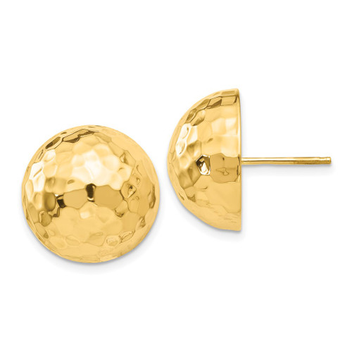 Lex & Lu 14k Yellow Gold Hammered Half Ball Post Earrings LAL76070 - Lex & Lu