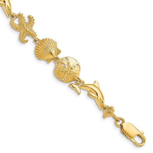 Lex & Lu 14k Yellow Gold Seashore Theme Bracelet 7.25'' - Lex & Lu