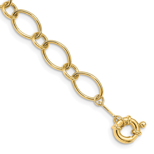 Lex & Lu 14k Yellow Gold Oval & Circles Design Bracelet LAL76114 - Lex & Lu