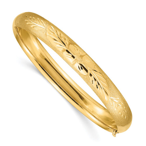 Lex & Lu 14k Yellow Gold 5/16 Oversize Florentine Engraved Hinged Bangle Bracelet - Lex & Lu