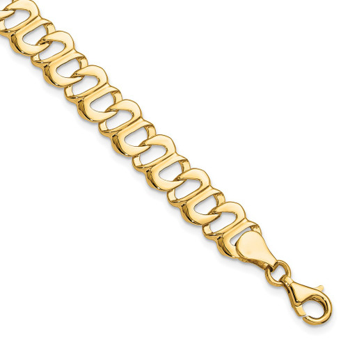 Lex & Lu 14k Yellow Gold Polished and Textured Link Bracelet - Lex & Lu