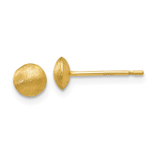 Lex & Lu 14k Yellow Gold 5mm Satin Puffed Button Post Earrings - Lex & Lu