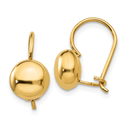 Lex & Lu 14k Yellow Gold Polished 8mm Button Kidney Wire Earrings - Lex & Lu