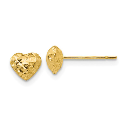 Lex & Lu 14k Yellow Gold D/C Puffed Heart Post Earrings - Lex & Lu