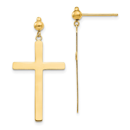 Lex & Lu 14k Yellow Gold Cross Dangle Post Earrings - Lex & Lu