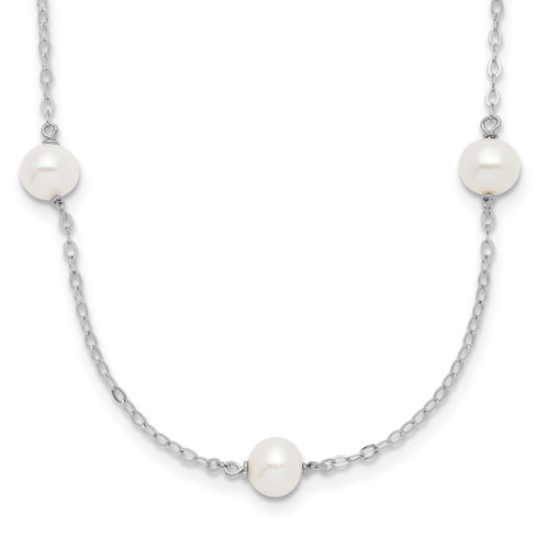 Lex & Lu Sterling Silver (5-6mm) Fresh Water Cultured Pearl Necklace 16'' - Lex & Lu