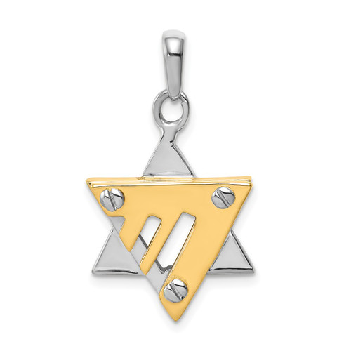 Lex & Lu 14k Two-tone Gold Star of David Pendant LAL77015 - Lex & Lu