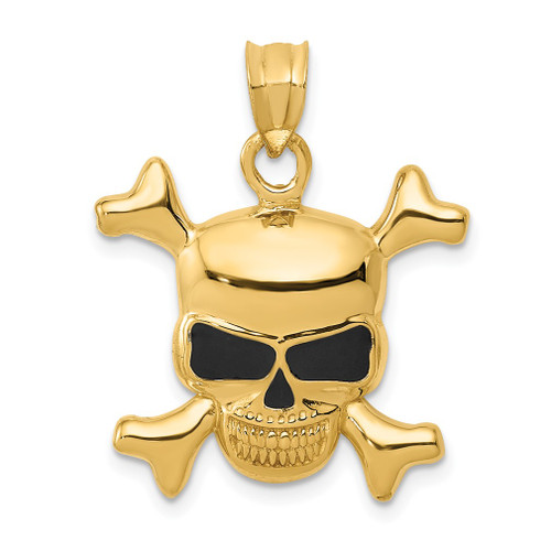 Lex & Lu 14k Yellow Gold Enameled Skull Pendant - Lex & Lu