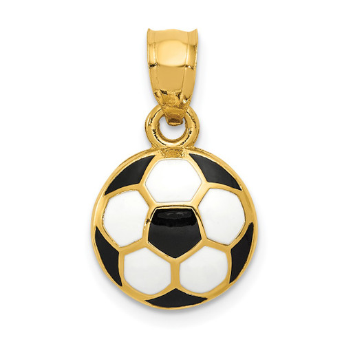 Lex & Lu 14k Yellow Gold Enameled Soccer Ball Pendant LAL77165 - Lex & Lu