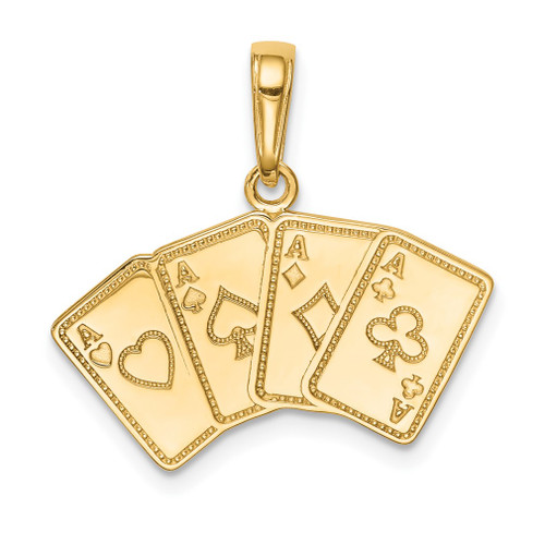 Lex & Lu 14k Yellow Gold Aces Playing Cards Pendant - Lex & Lu