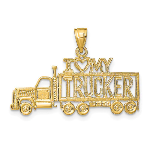 Lex & Lu 14k Yellow Gold I Love My Trucker Truck Pendant - Lex & Lu