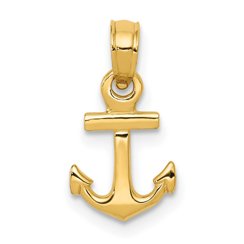 Lex & Lu 14k Yellow Gold Mini Anchor Pendant - Lex & Lu