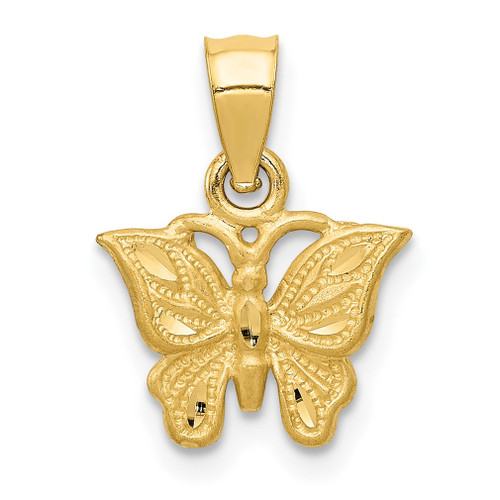 Lex & Lu 14k Yellow Gold D/C Butterfly Pendant LAL77487 - Lex & Lu