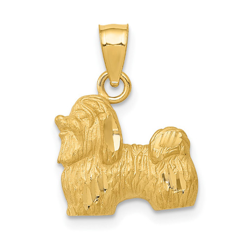 Lex & Lu 14k Yellow Gold D/C Shih Tzu Pendant LAL77582 - Lex & Lu