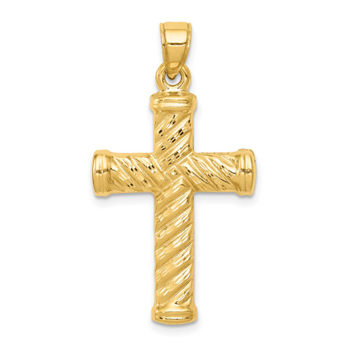 Lex & Lu 14k Yellow Gold Reversible D/C Cross Pendant LAL77690 - Lex & Lu