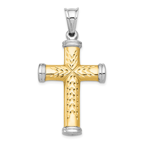 Lex & Lu 14k Yellow Gold & Rhodium Reversible Cross LAL77695 - Lex & Lu