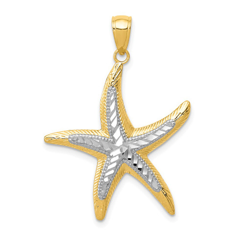 Lex & Lu 14k Yellow Gold & Rhodium Starfish Pendant LAL77815 - Lex & Lu