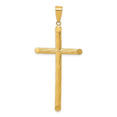 Lex & Lu 14k Yellow Gold Fancy Textured Cross Pendant - Lex & Lu