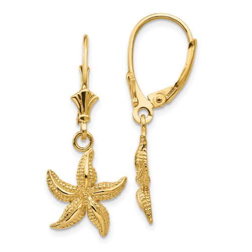 Lex & Lu 14k Yellow Gold Starfish Leverback Earrings - Lex & Lu