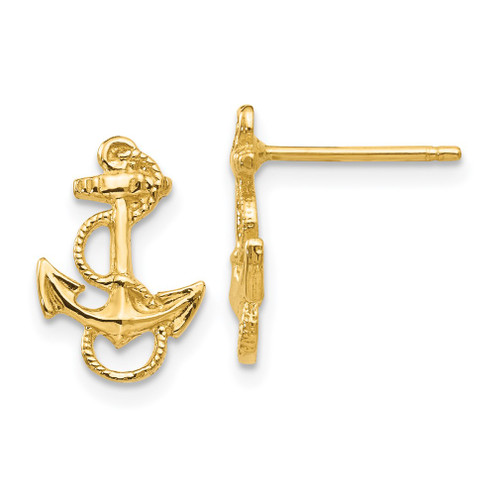 Lex & Lu 14k Yellow Gold Anchor w/Rope Trim Post Earrings - Lex & Lu