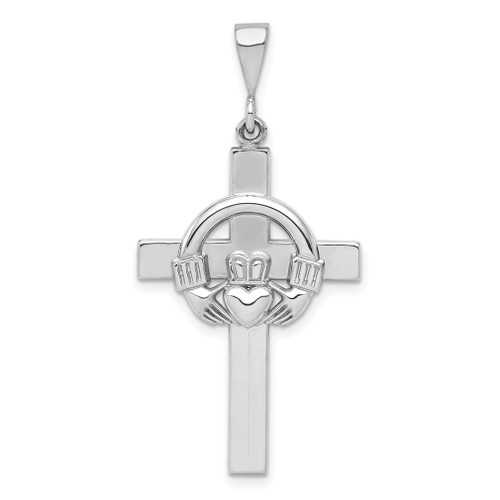 Lex & Lu 14k White Gold Claddagh Cross Pendant - Lex & Lu