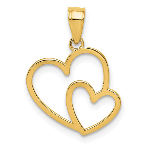 Lex & Lu 14k Yellow Gold Double Heart Charm LAL77973 - Lex & Lu