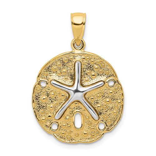 Lex & Lu 14k Two-tone Gold Sand Dollar w/Starfish Pendant - Lex & Lu