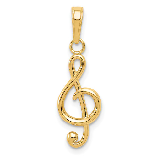 Lex & Lu 14k Yellow Gold Polished Open-Backed Treble Clef Pendant - Lex & Lu