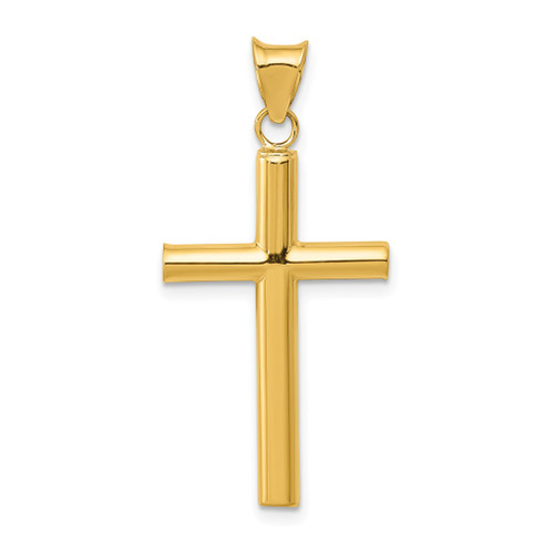 Lex & Lu 14k Yellow Gold Polished Hollow Cross Pendant LAL78189 - Lex & Lu