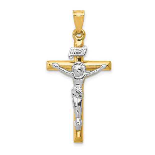 Lex & Lu 14k Two-tone Gold INRI Crucifix Pendant LAL78196 - Lex & Lu