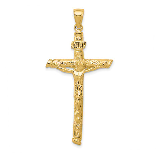 Lex & Lu 14k Yellow Gold INRI Crucifix Pendant LAL78223 - Lex & Lu