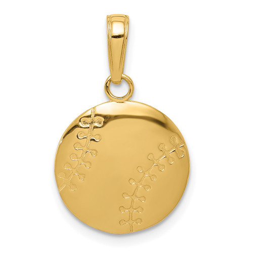 Lex & Lu 14k Yellow Gold Polished Baseball Closed Back Pendant - Lex & Lu