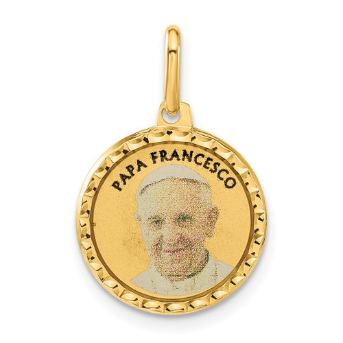 Lex & Lu 14k Yellow Gold Polished Printed Papa Francesco Medal Pendant - Lex & Lu