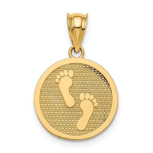 Lex & Lu 14k Yellow Gold Polished Reversible Have Faith/Footprints Pendant - Lex & Lu