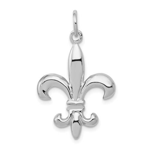 Lex & Lu 14k White Gold Solid Polished 3-DiMen'sional Fleur de Lis Charm - Lex & Lu