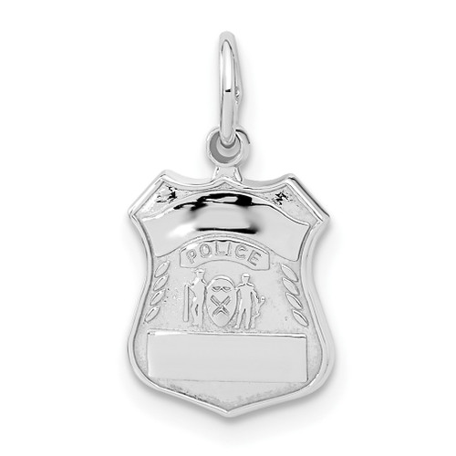 Lex & Lu 14k White Gold Police Badge Charm - Lex & Lu